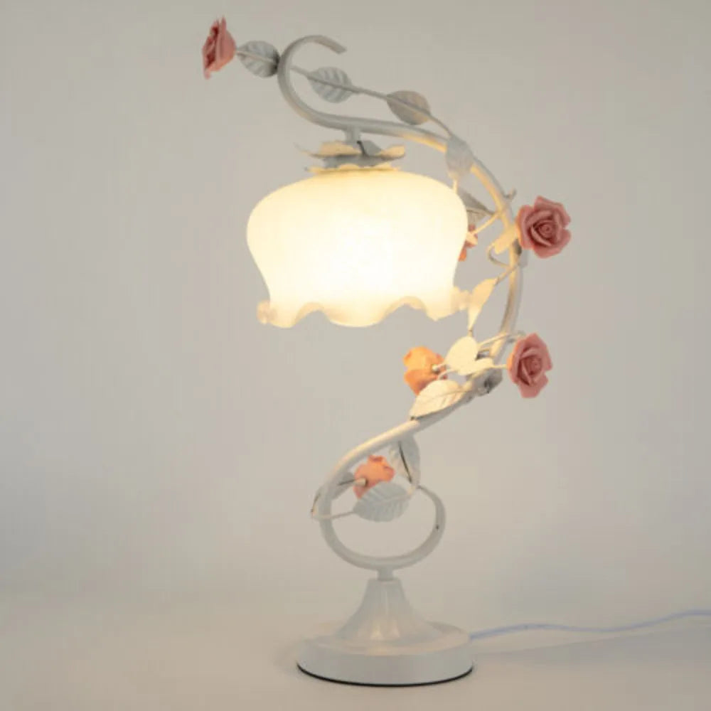 Rose Holder Night Light with Glass Lampshade
