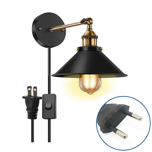 Vintage Style Wood Iron E27 Wall Light