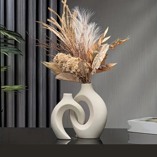 2-Piece Ceramic Vase Artwork Set
