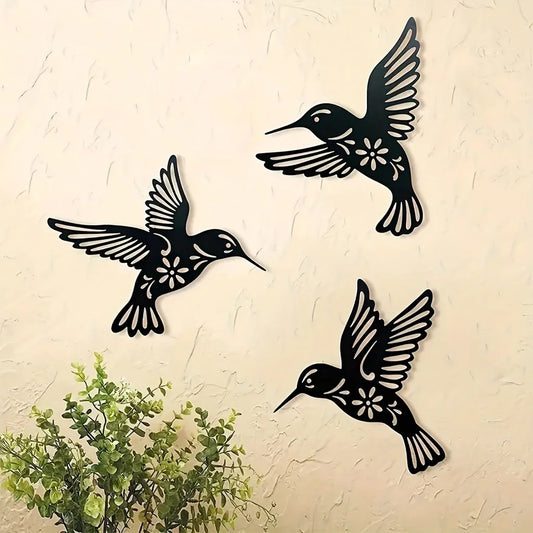Hollow Iron Bird Sculpture for Wall Decor