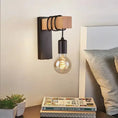 Load image into Gallery viewer, Vintage Style Wood Iron E27 Wall Light

