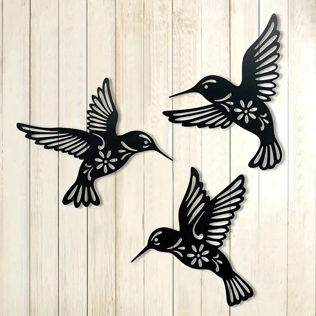 Hollow Iron Bird Sculpture for Wall Decor